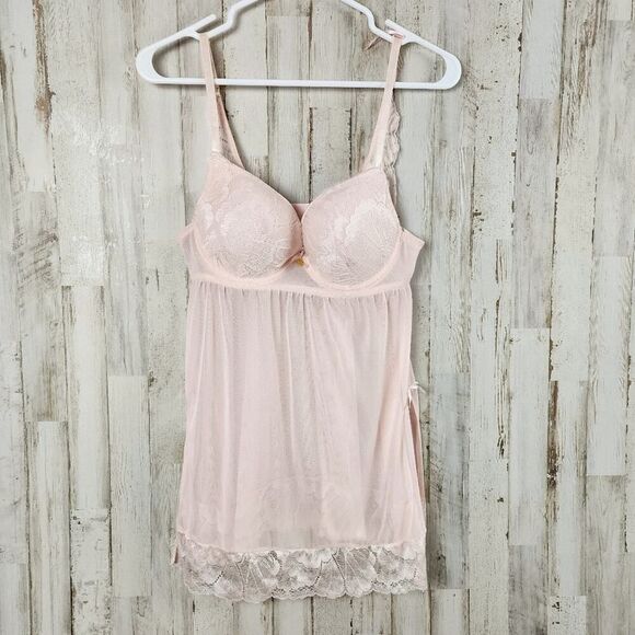 Daisy Fuentes Lace Teddy Lingerie Pink Size Large - Picture 1 of 12